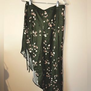 NWT dark green and tan asymmetrical skirt